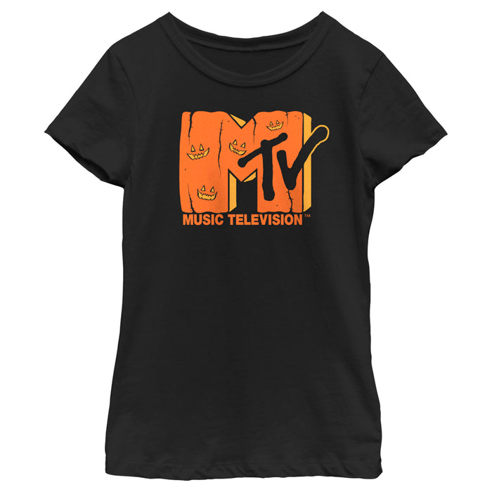 fifth sun Girl's MTV Jack-o'-lantern Logo T-Shirt