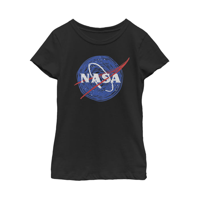 fifth sun Girl's NASA Cartoon Scrawl Logo T-Shirt