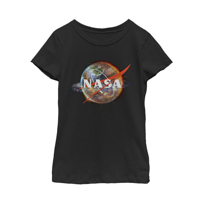 fifth sun Girl's NASA Planetary Swirl Logo T-Shirt