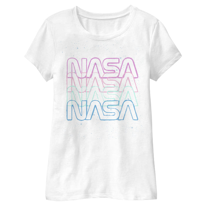 Fifth Sun Girl's NASA Rainbow Repeat Logo T-Shirt