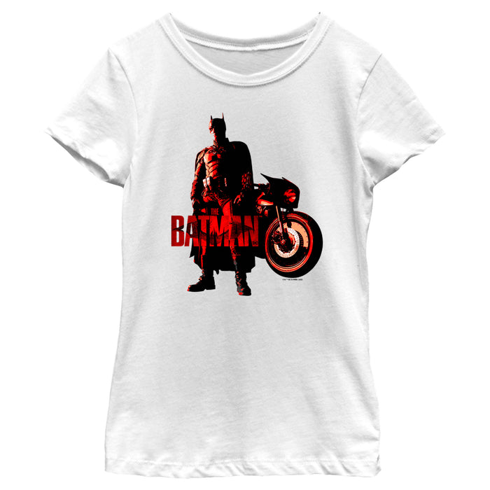 fifth sun Girl's The Batman Red Batcycle T-Shirt