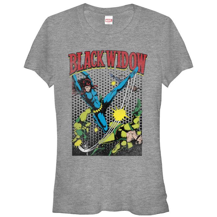 fifth sun Junior's Marvel Black Widow Kick T-Shirt