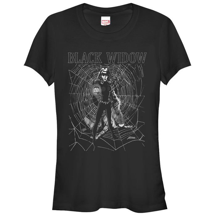 fifth sun Junior's Marvel Black Widow Web T-Shirt