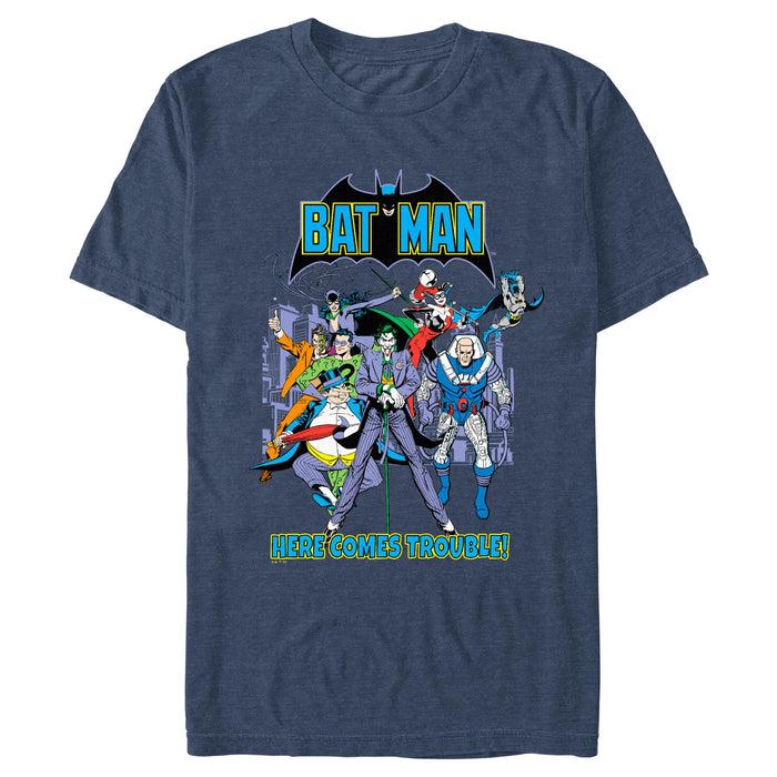 fifth sun Men's Batman Here Comes Trouble T-Shirt