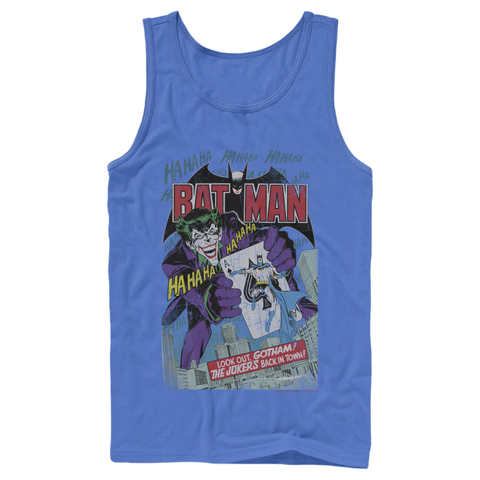 fifth sun Men's Batman Joker Vintage Card Tank Top