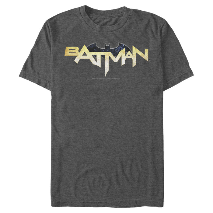 Fifth Sun Men's Batman Logo Messy Text T-Shirt