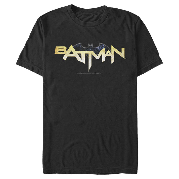 fifth sun Men's Batman Logo Messy Text T-Shirt