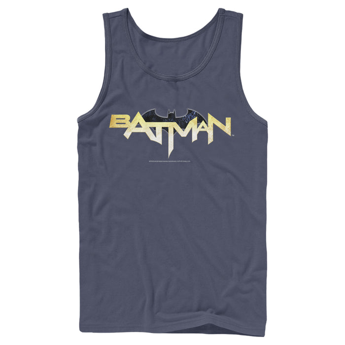 fifth sun Men's Batman Logo Messy Text Tank Top