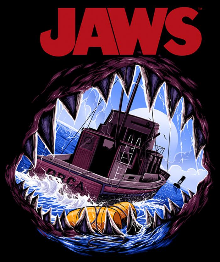 Fifth Sun Men's Jaws Shark Teeth Boat T-Shirt