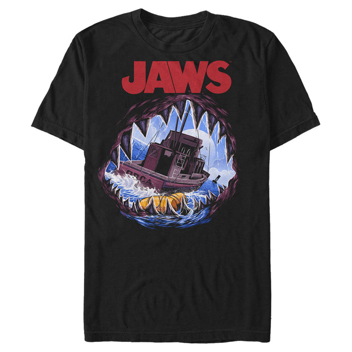 fifth sun Men's Jaws Shark Teeth Boat T-Shirt