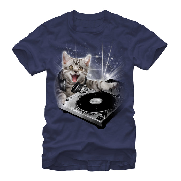 fifth sun Men's Lost Gods DJ Space Kitten T-Shirt