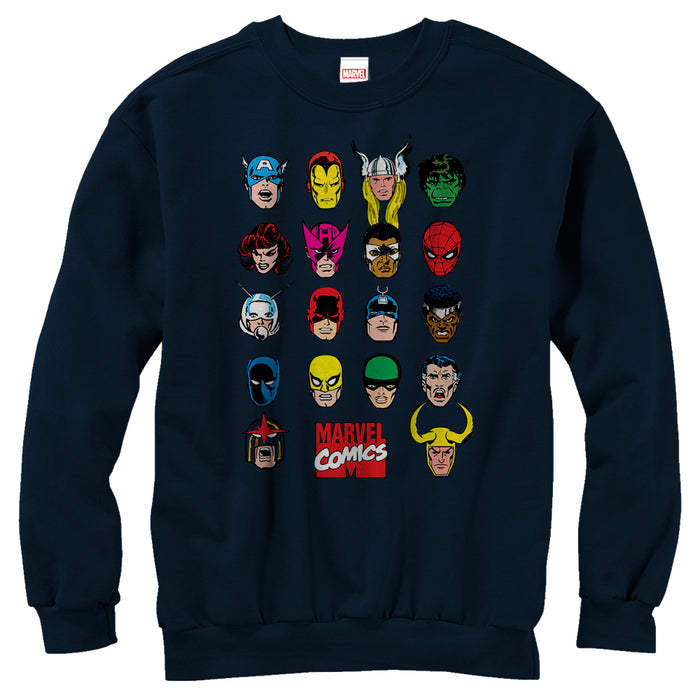 fifth sun Men's Marvel Comic Book Faces Sweatshirt