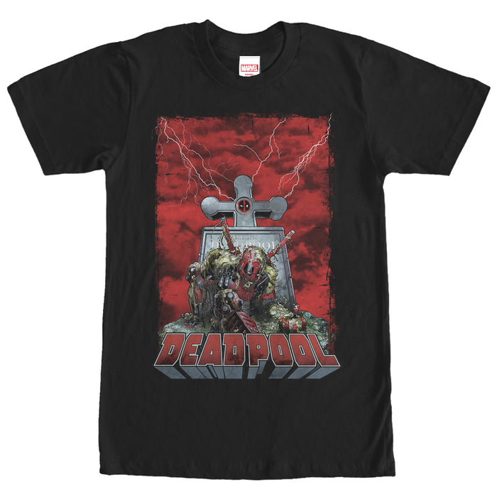 fifth sun Men's Marvel Deadpool Grave T-Shirt