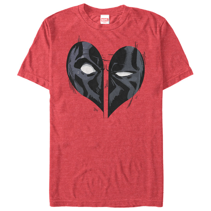 fifth sun Men's Marvel Deadpool Heart Mask T-Shirt