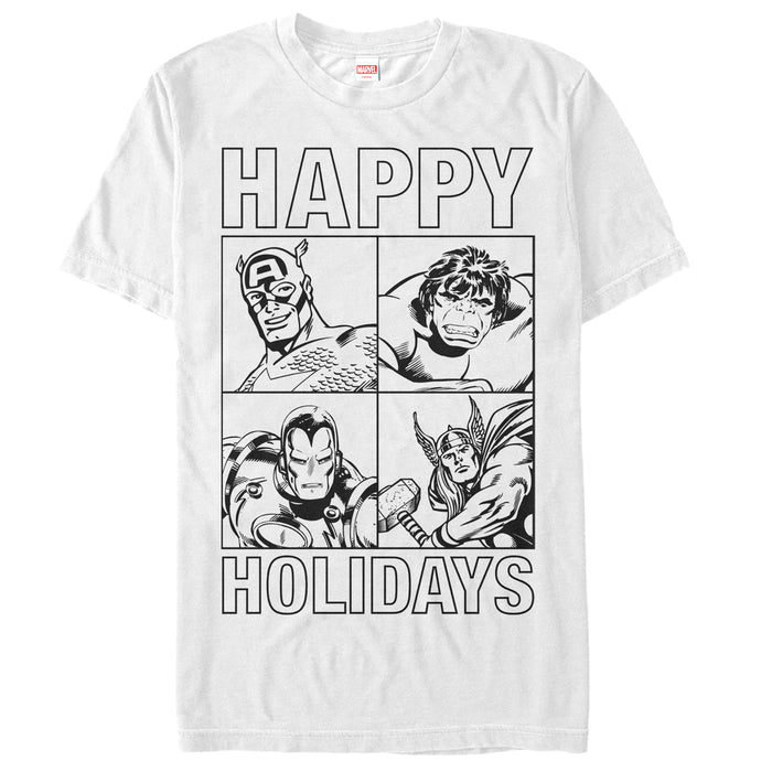 fifth sun Men's Marvel Happy Hero Holiday T-Shirt