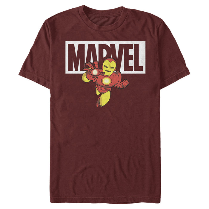 fifth sun Men's Marvel Iron Man Brick Logo T-Shirt