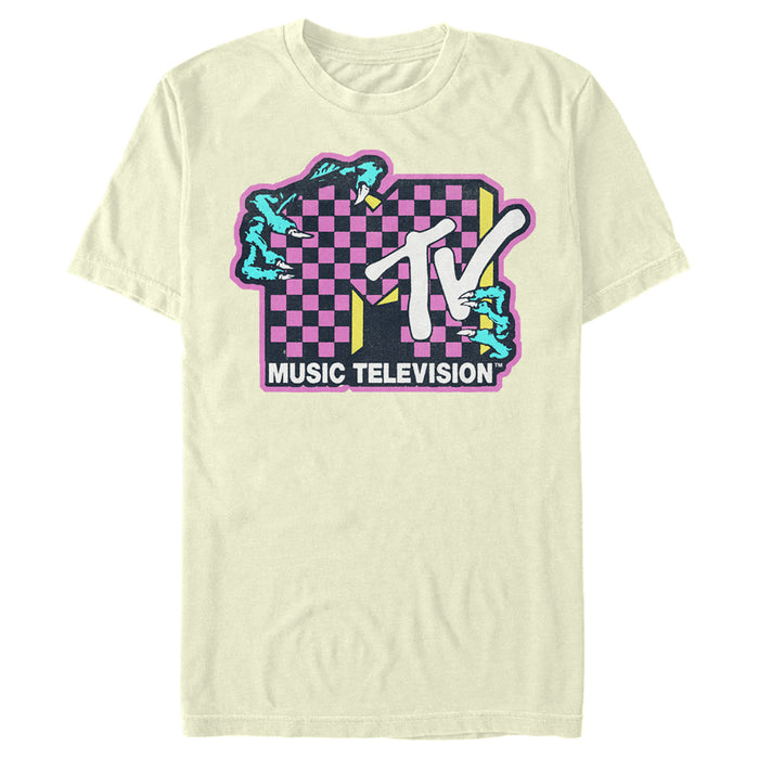 fifth sun Men's MTV Checker Dragon Logo T-Shirt