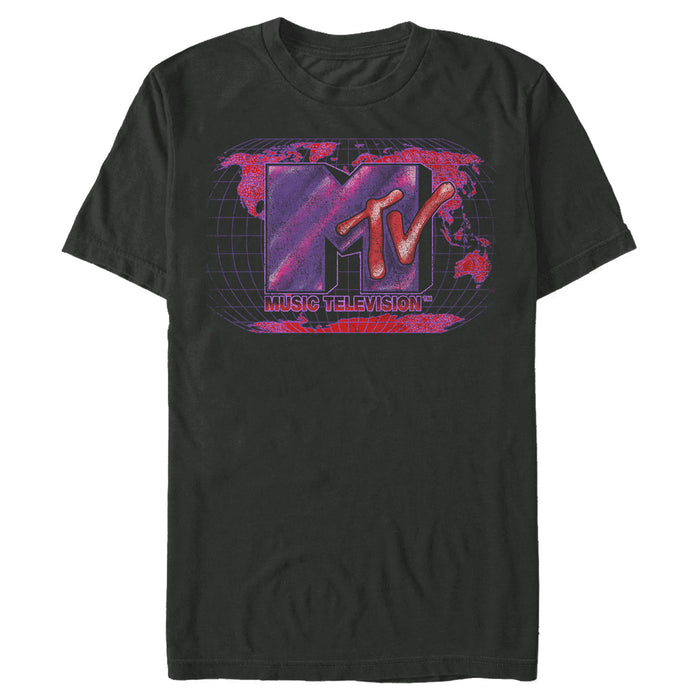 fifth sun Men's MTV Dot Print Globe Logo T-Shirt