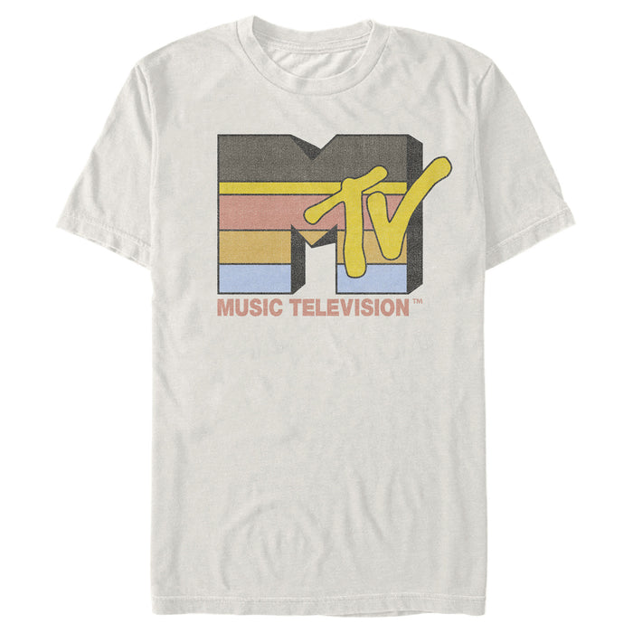 fifth sun Men's MTV Retro Stripey Logo T-Shirt