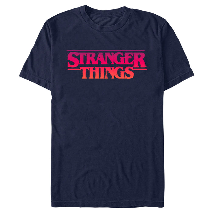 fifth sun Men's Stranger Things Pink Logo T-Shirt