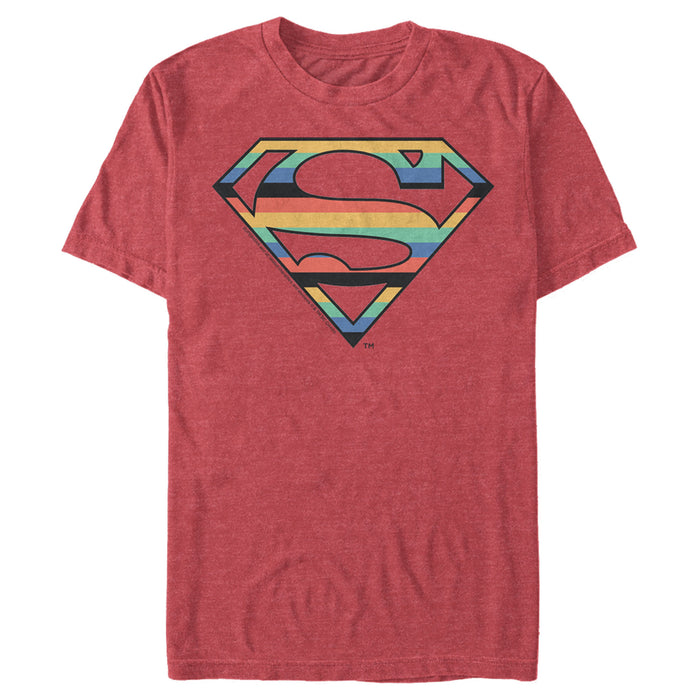 Fifth Sun Men's Superman Logo Retro Stripe T-Shirt