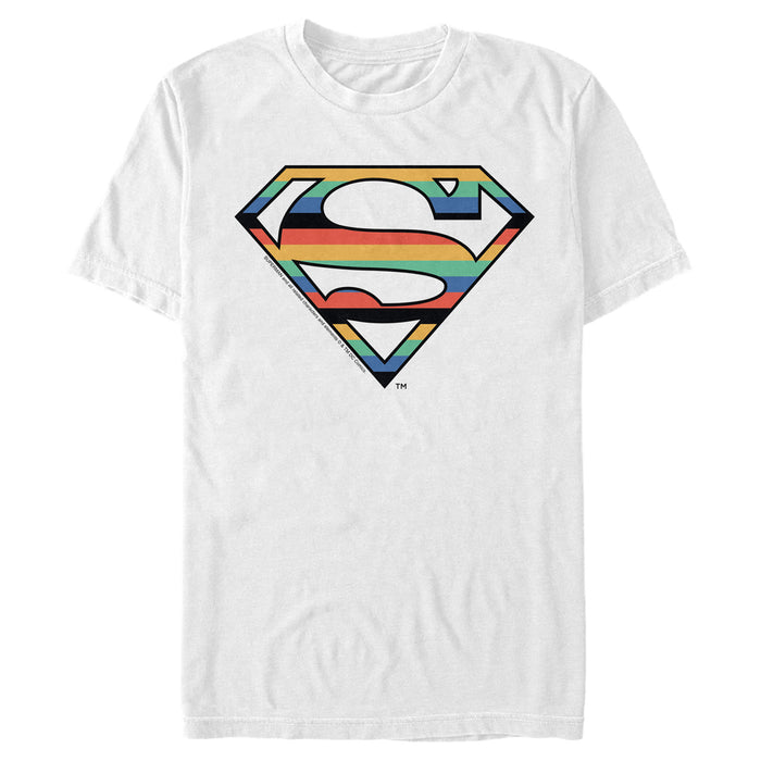 fifth sun Men's Superman Logo Retro Stripe T-Shirt