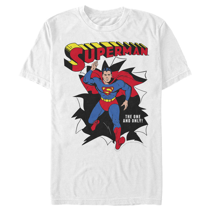 fifth sun Men's Superman Only One Hero Rip T-Shirt