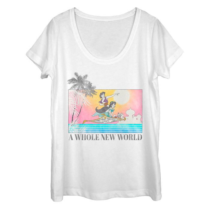 fifth sun Women's Aladdin Retro Sunset Scoop Neck