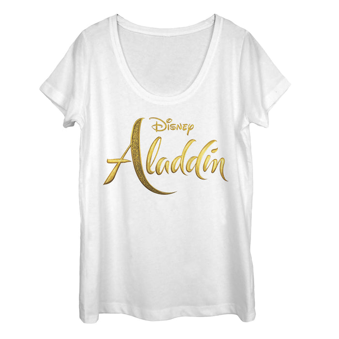 Fifth Sun Women's Aladdin Script Logo Scoop Neck