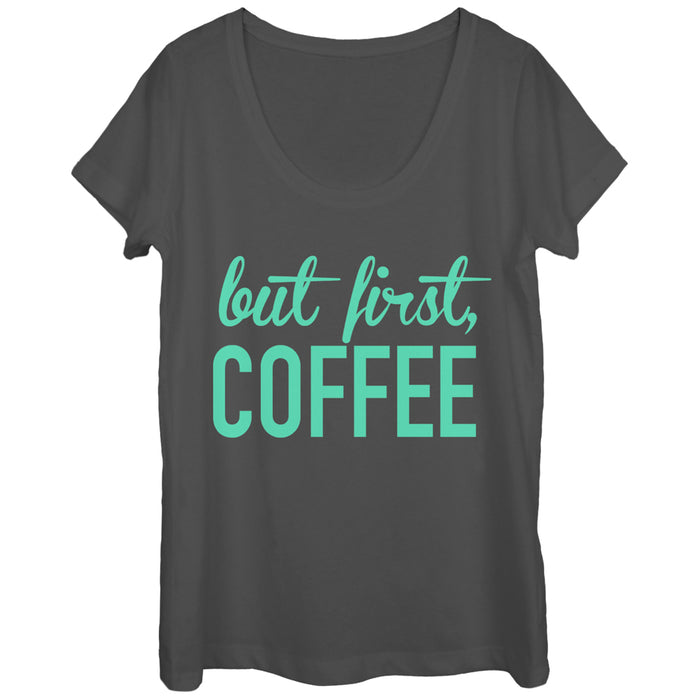 fifth sun Women's CHIN UP First Coffee Scoop Neck