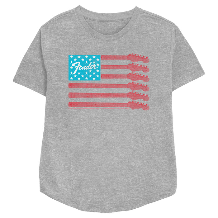 fifth sun Women's Fender Guitar Flag Logo T-Shirt