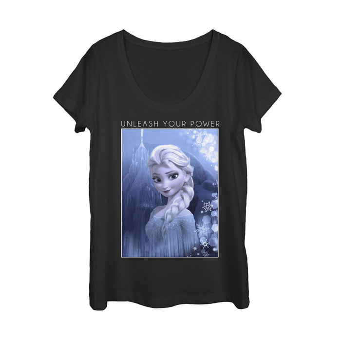 fifth sun Women's Frozen Elsa Unleash Scoop Neck