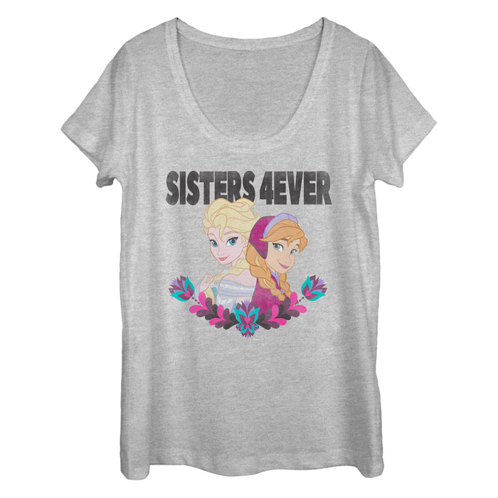fifth sun Women's Frozen Sisters 4 Ever Scoop Neck