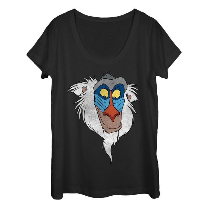 fifth sun Women's Lion King Rafiki Face Scoop Neck