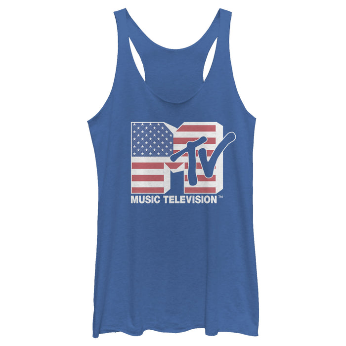fifth sun Women's MTV Flag Logo Racerback Tank Top