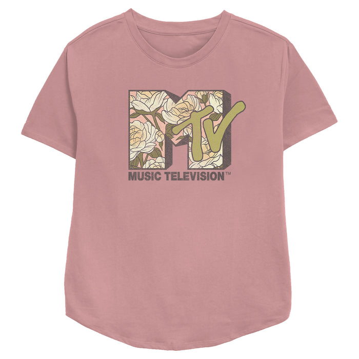 fifth sun Women's MTV White Roses Logo T-Shirt