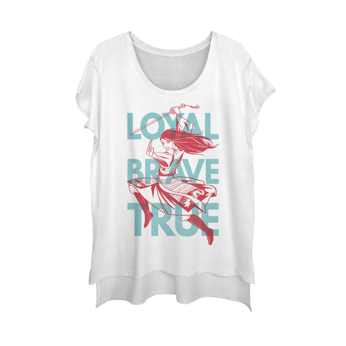 fifth sun Women's Mulan Loyal Mantra Scoop Neck
