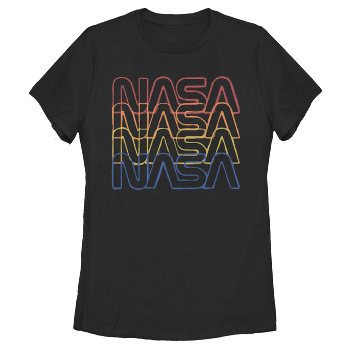 fifth sun Women's NASA Rainbow Repeat Logo T-Shirt
