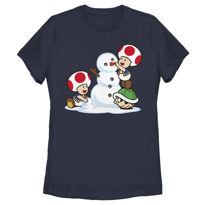 fifth sun Women's Nintendo Toad Snowman T-Shirt