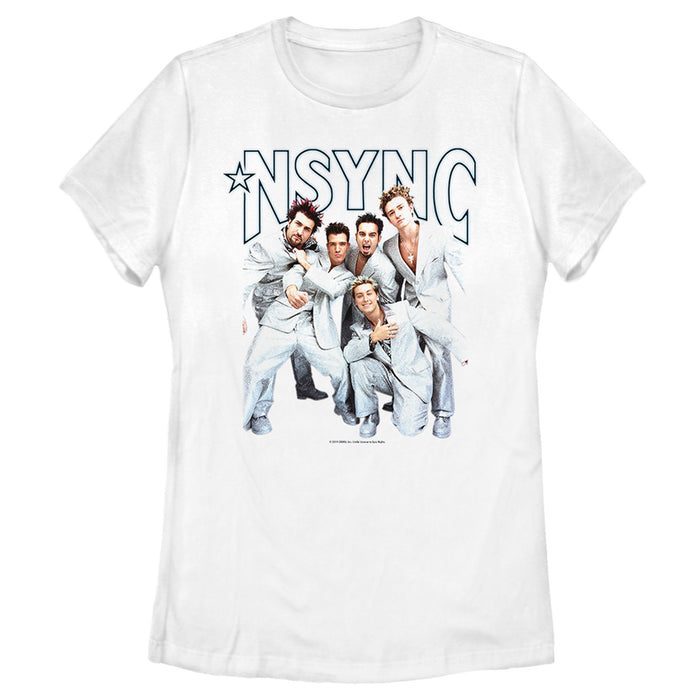 fifth sun Women's NSYNC Iconic White Suits T-Shirt