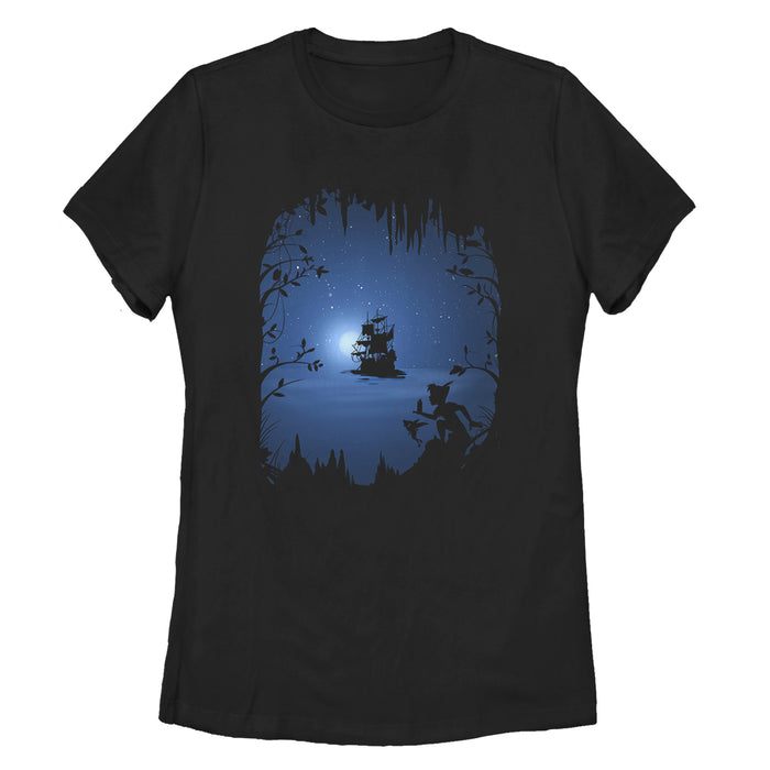 fifth sun Women's Peter Pan Full Moon Boat T-Shirt