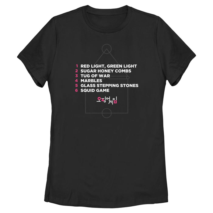 Fifth Sun Women's Squid Game List Of Games T-Shirt