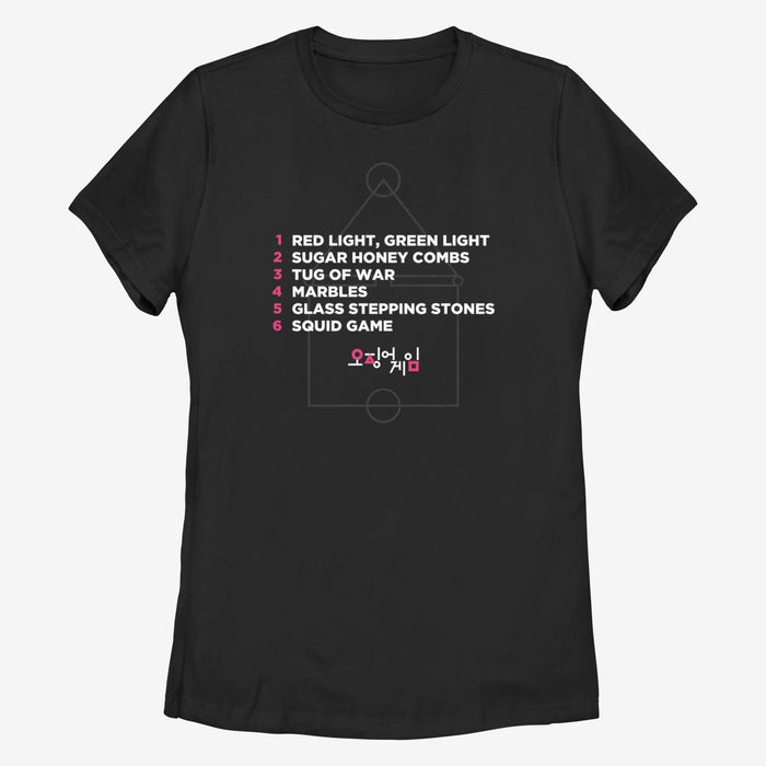 fifth sun Women's Squid Game List of Games T-Shirt