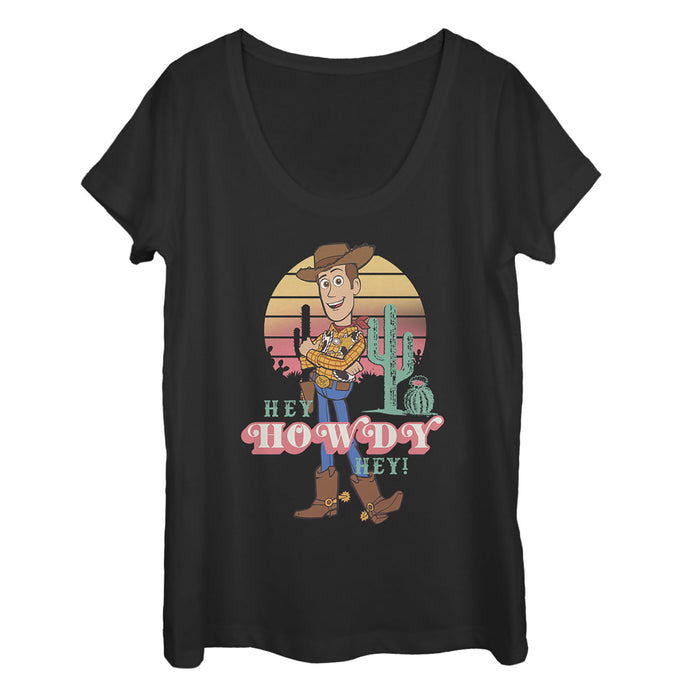 Fifth Sun Women's Toy Story Hey Woody Scoop Neck
