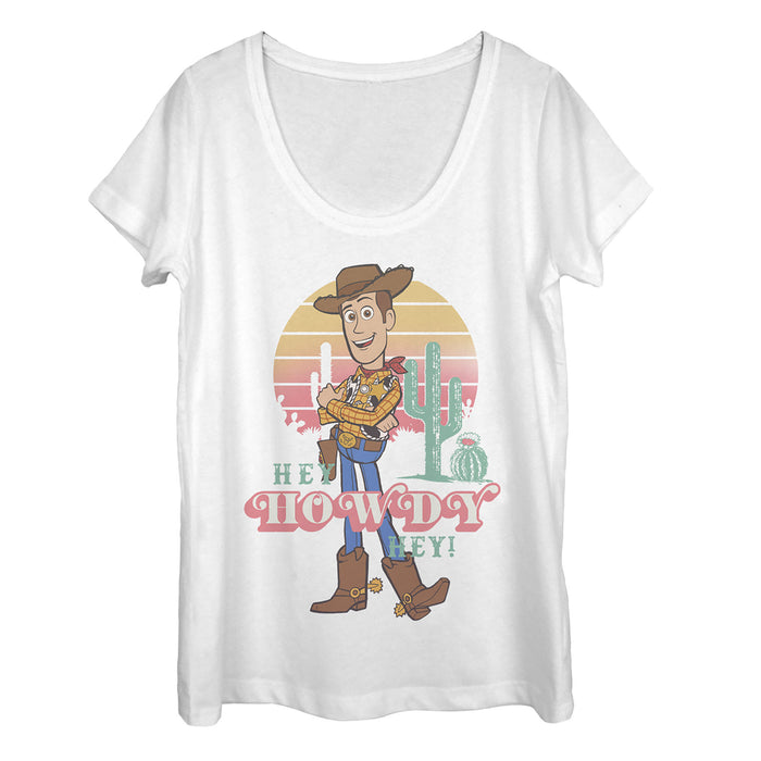 fifth sun Women's Toy Story Hey Woody Scoop Neck