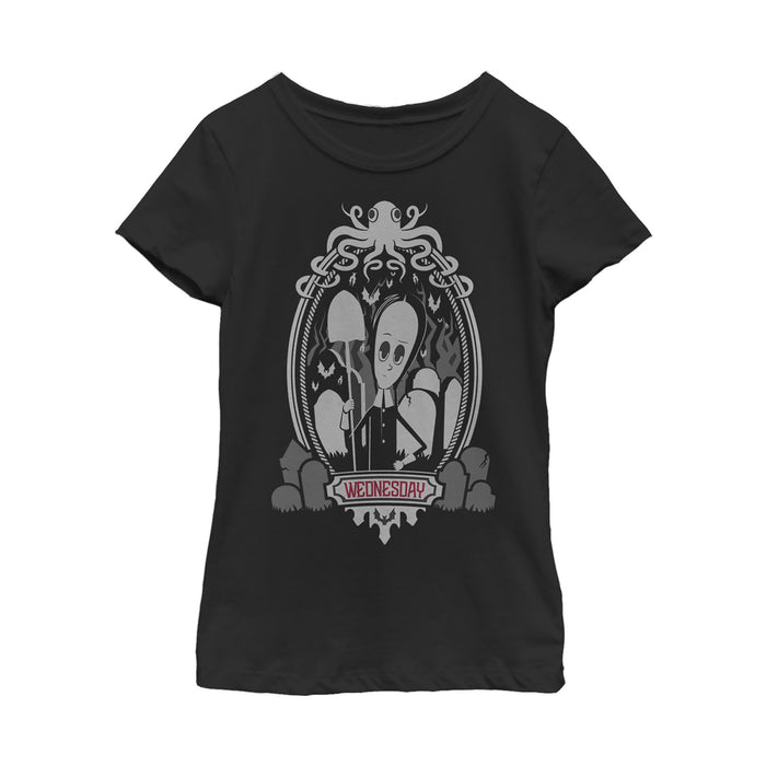 fifth sun Girl's Addams Family Wednesday Octopus Portrait T-Shirt
