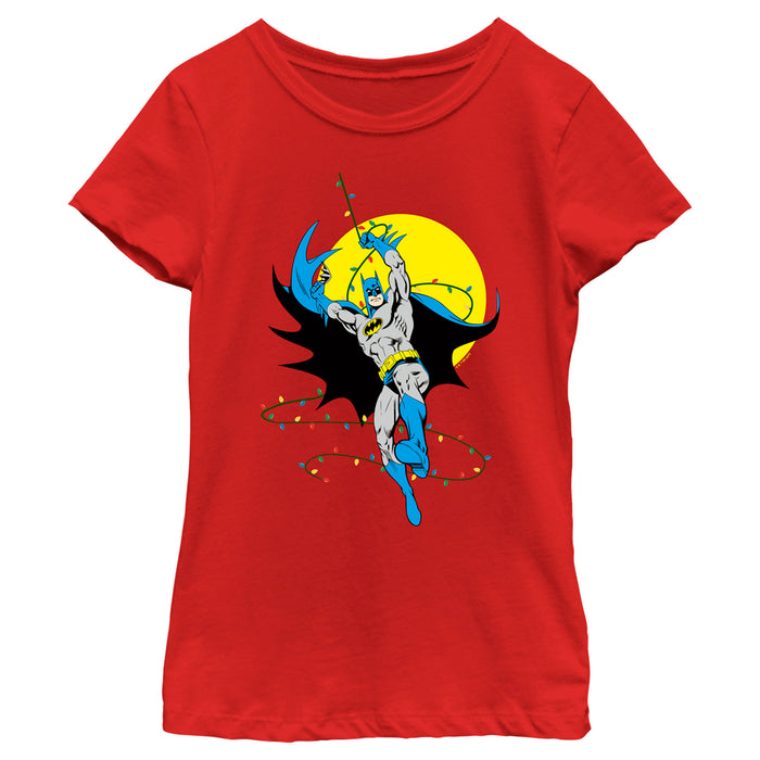 fifth sun Girl's Batman Christmas Light Swing T-Shirt