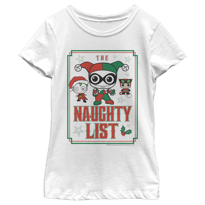 fifth sun Girl's Batman Christmas Naughty List T-Shirt