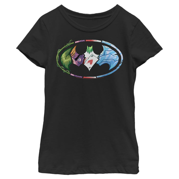 fifth sun Girl's Batman Classic Villains Logo T-Shirt