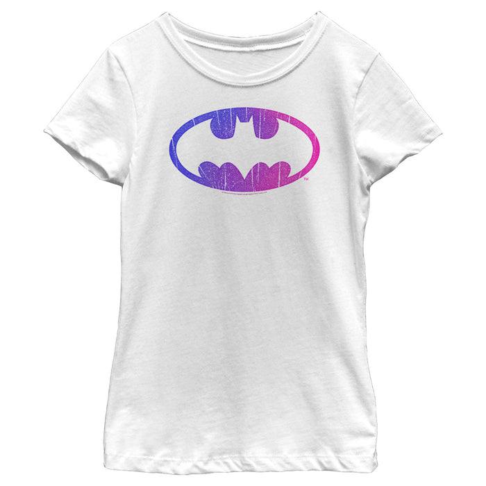 fifth sun Girl's Batman Cracked Rainbow Logo T-Shirt